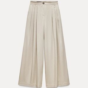 Zara Cream Wide-Leg Trousers